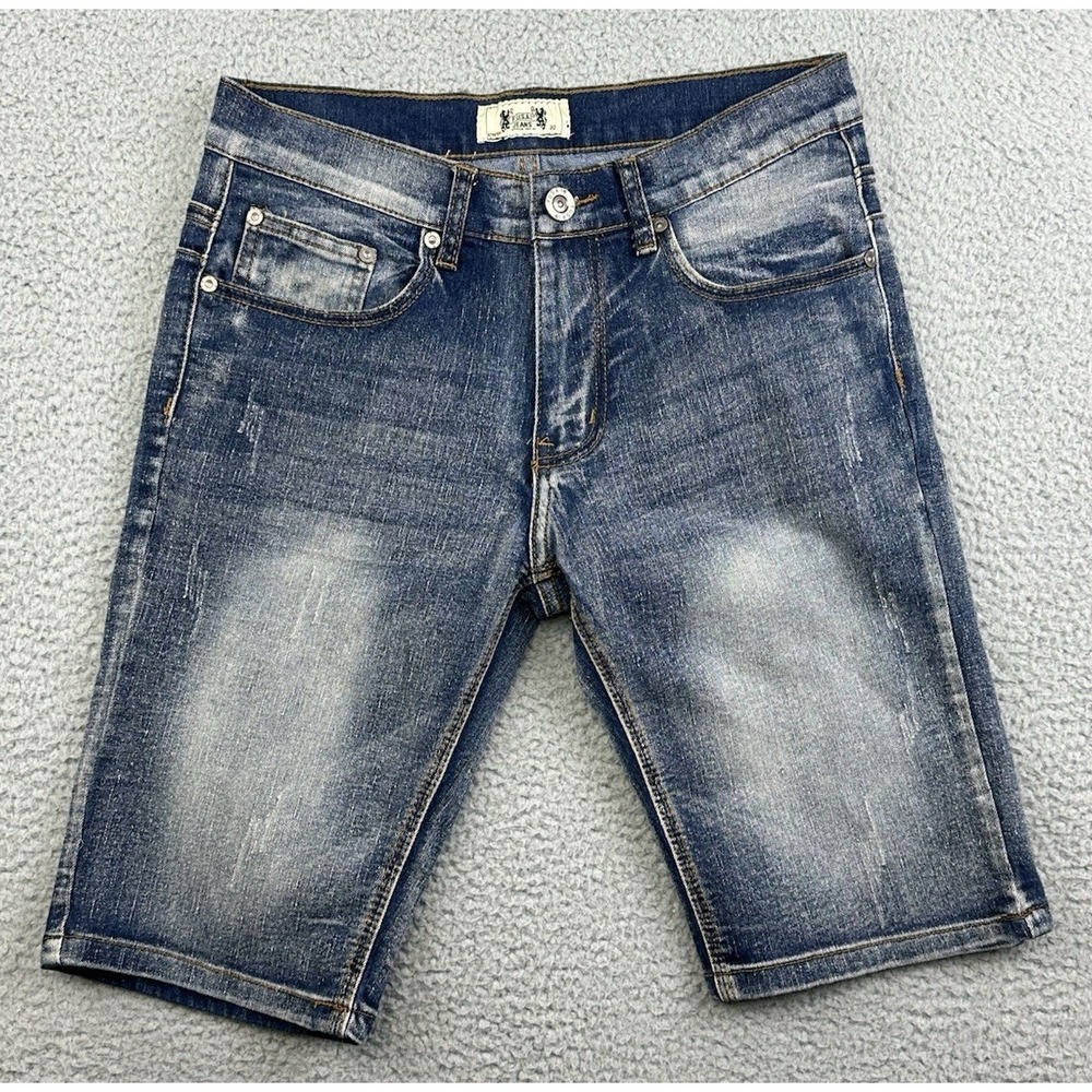VINTAGE Fusai Denim Jean Shorts Jorts Men 30x11 Blue Skater Grunge Y2K Acid Wash